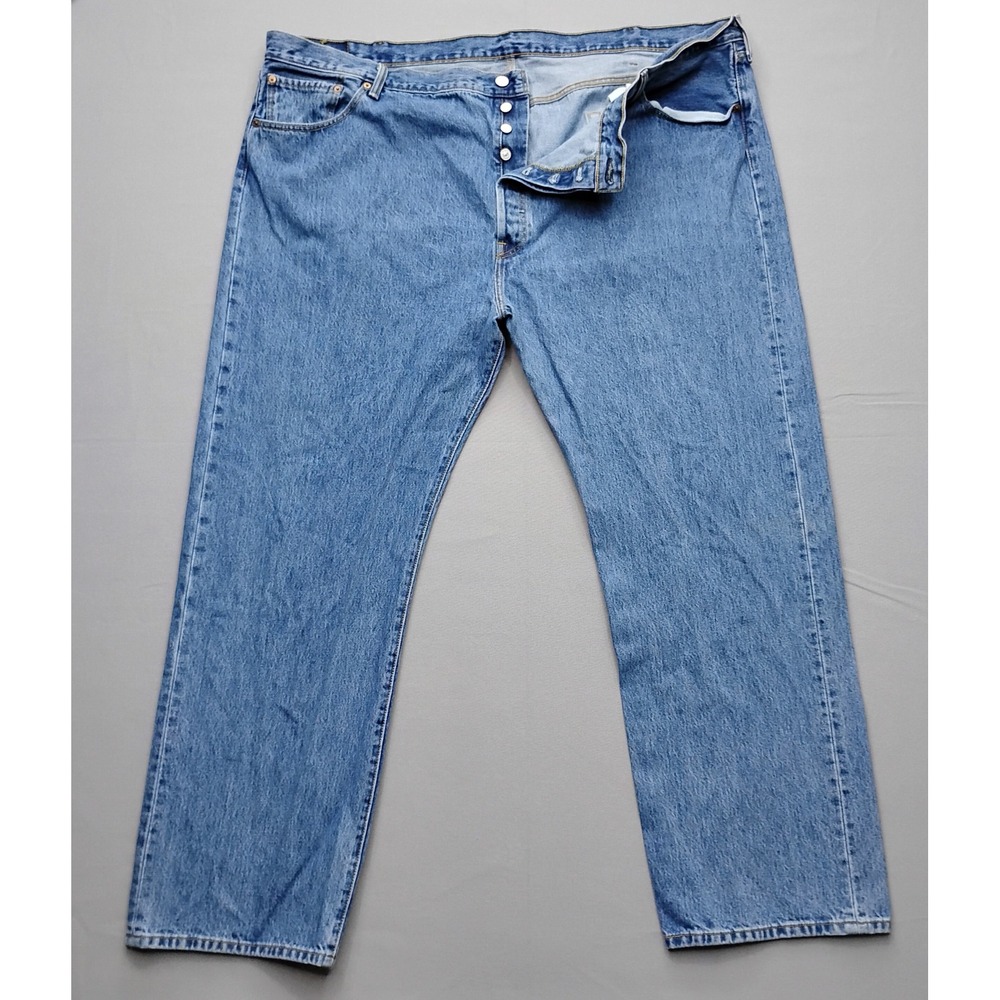 Levis 501 Original Fit Mens Jeans 52x34 Blue Denim Button Fly Straight Leg‎